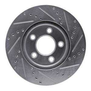 Ford Mustang Brake Rotor (1) - Front Left - R1 Concepts - Drilled & Slotted - Silver - `05-`10